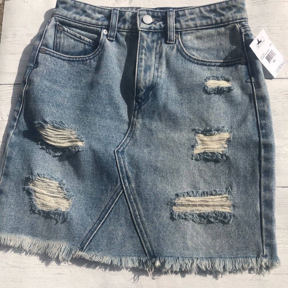 High Waist Denim Mini Skirt